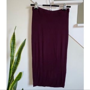 Topshop Double Layered Midi Tube Skirt (Maroon)